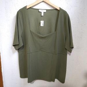 Addition elle | Olive Green Women's Top